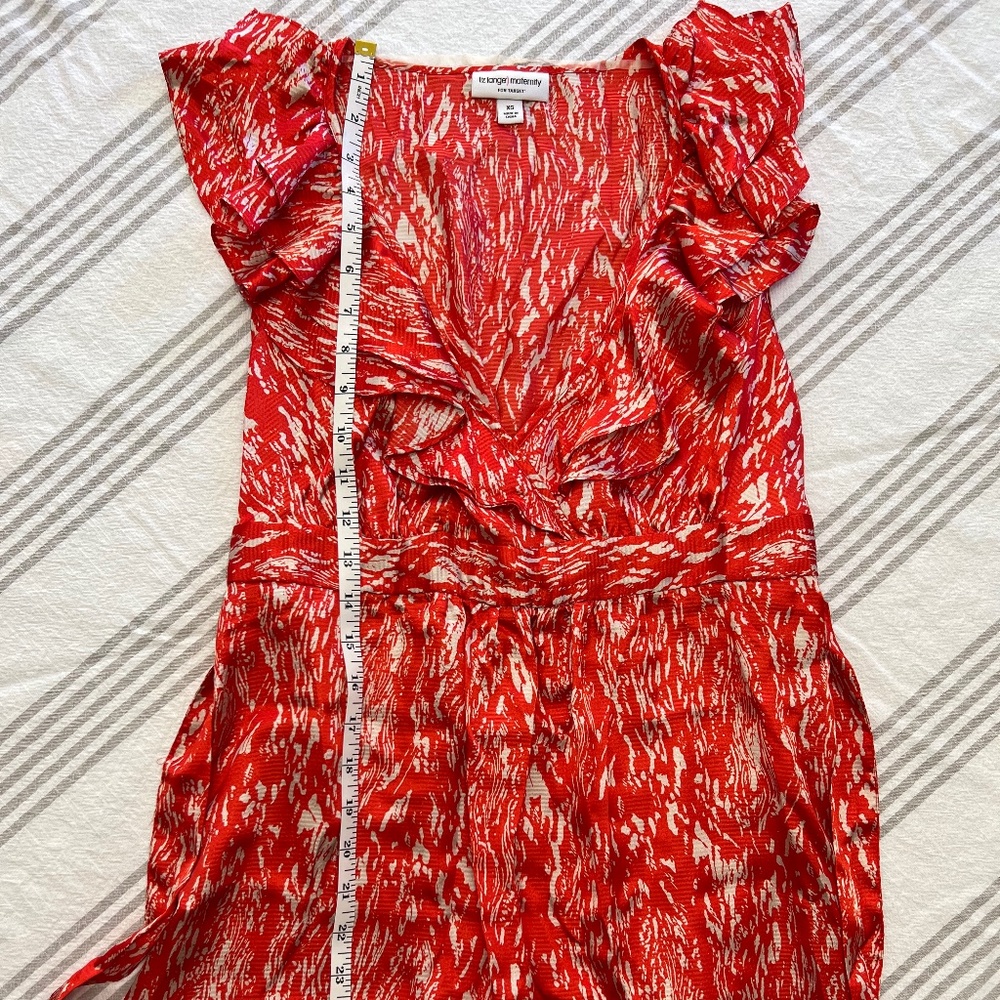 Liz Lange Maternity Top Ruffle V neck - Red